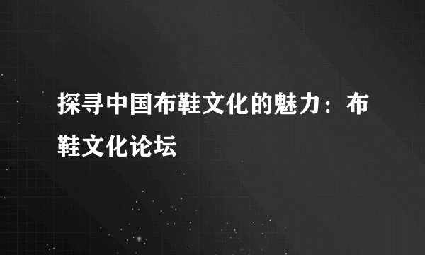 探寻中国布鞋文化的魅力：布鞋文化论坛