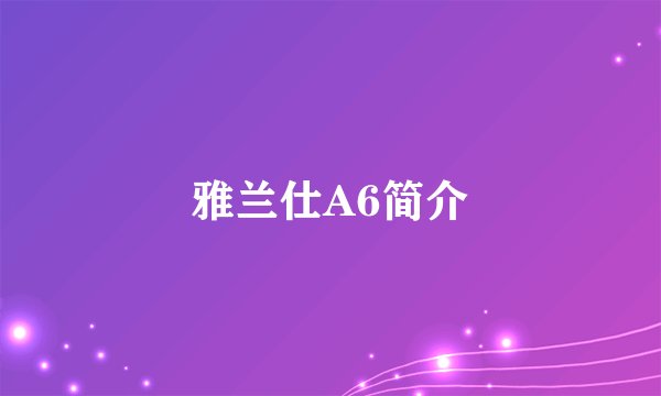 雅兰仕A6简介