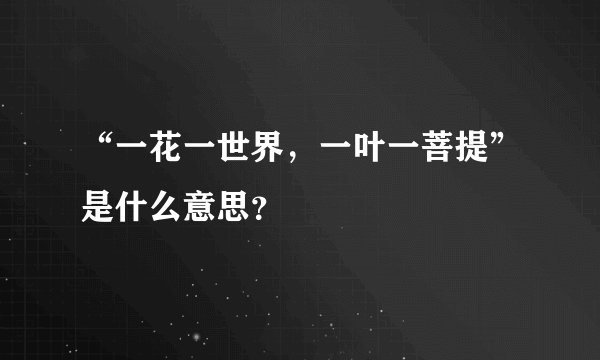 “一花一世界，一叶一菩提”是什么意思？