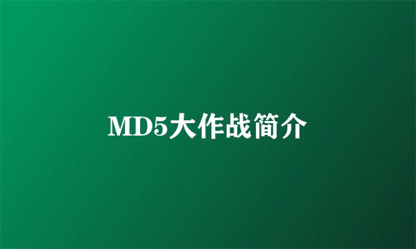 MD5大作战简介
