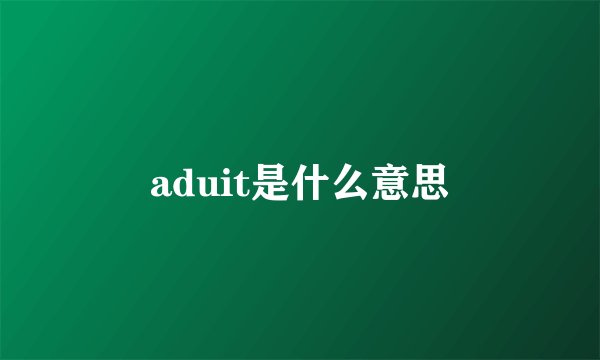 aduit是什么意思