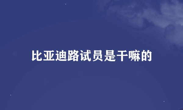比亚迪路试员是干嘛的