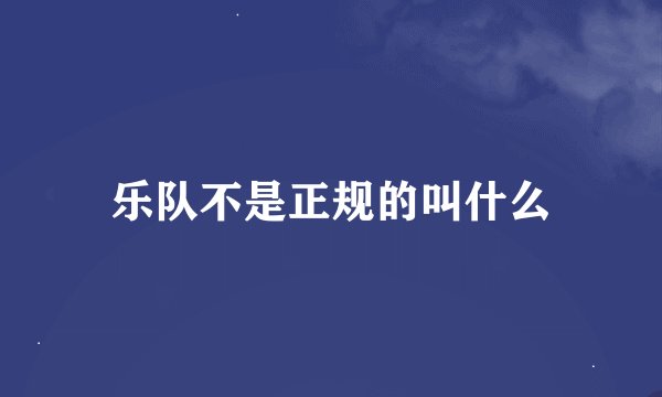 乐队不是正规的叫什么
