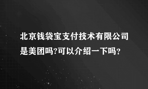 北京钱袋宝支付技术有限公司是美团吗?可以介绍一下吗？