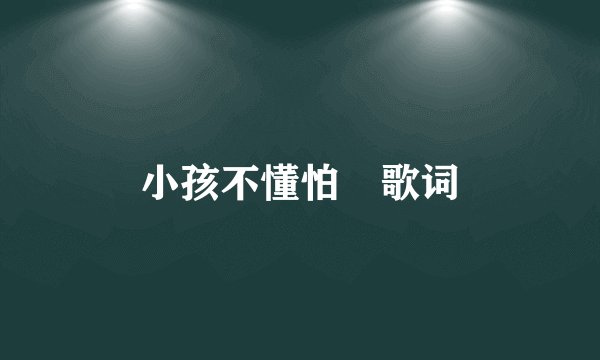 小孩不懂怕 歌词