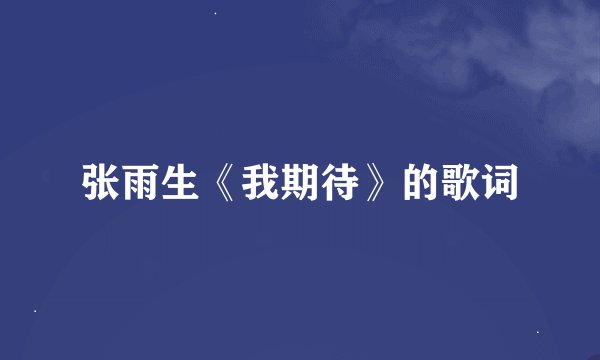 张雨生《我期待》的歌词