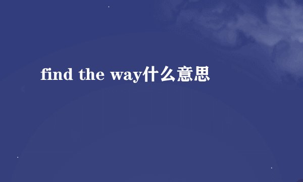 find the way什么意思