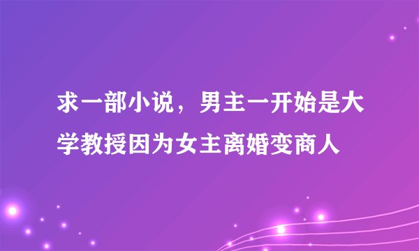 求一部小说，男主一开始是大学教授因为女主离婚变商人