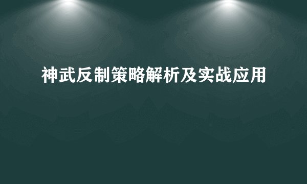 神武反制策略解析及实战应用