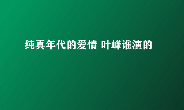 纯真年代的爱情 叶峰谁演的