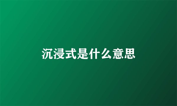 沉浸式是什么意思