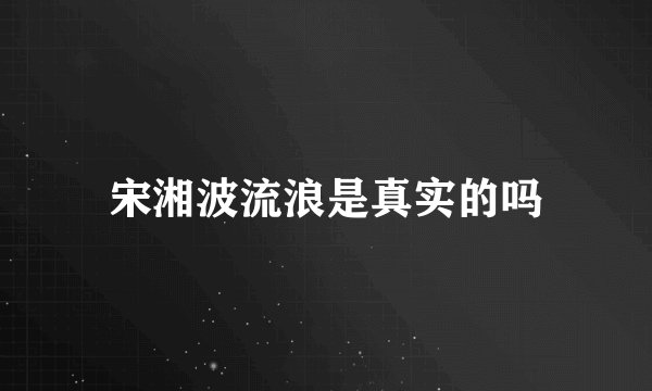 宋湘波流浪是真实的吗