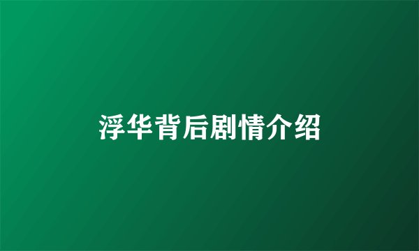 浮华背后剧情介绍