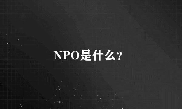 NPO是什么？
