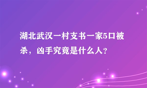 湖北武汉一村支书一家5口被杀，凶手究竟是什么人？