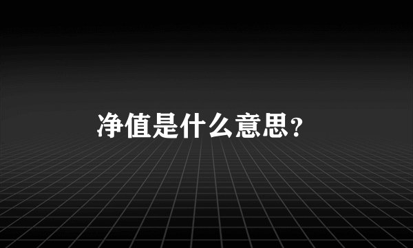 净值是什么意思？