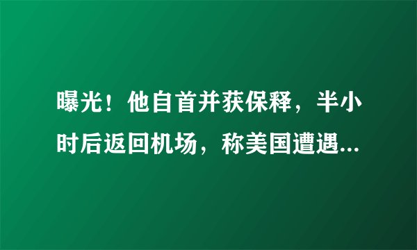 曝光！他自首并获保释，半小时后返回机场，称美国遭遇“非常悲伤的一天”