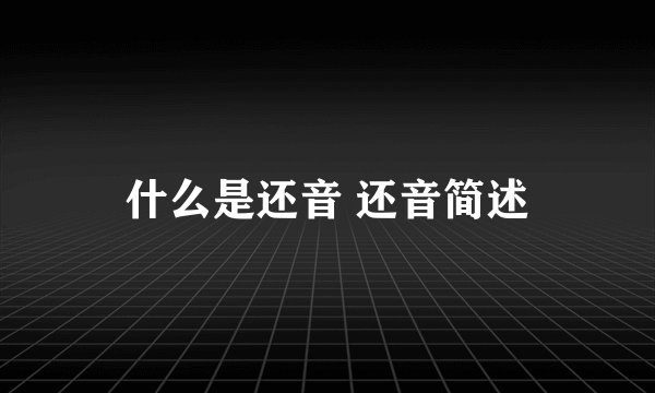 什么是还音 还音简述