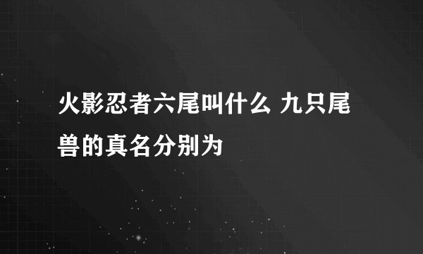 火影忍者六尾叫什么 九只尾兽的真名分别为