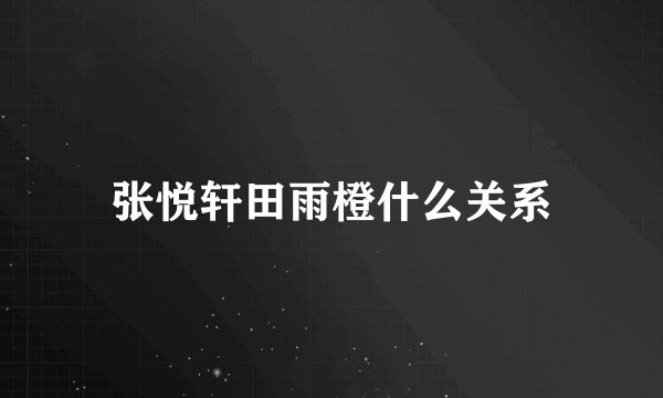 张悦轩田雨橙什么关系