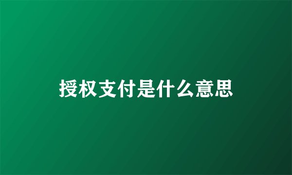 授权支付是什么意思