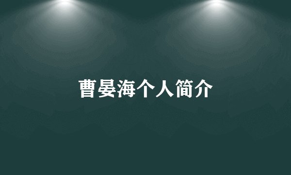 曹晏海个人简介