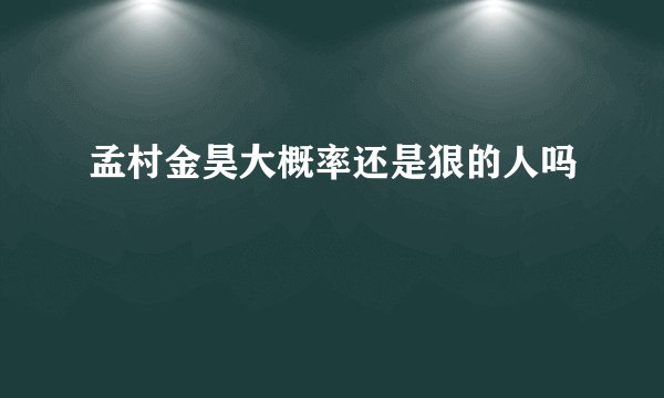 孟村金昊大概率还是狠的人吗