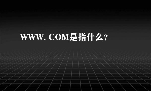 WWW. COM是指什么？