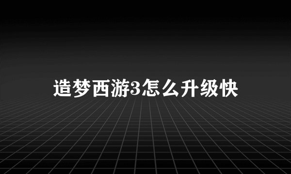 造梦西游3怎么升级快