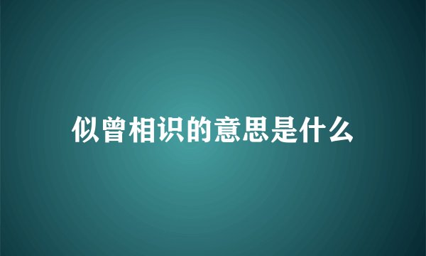 似曾相识的意思是什么