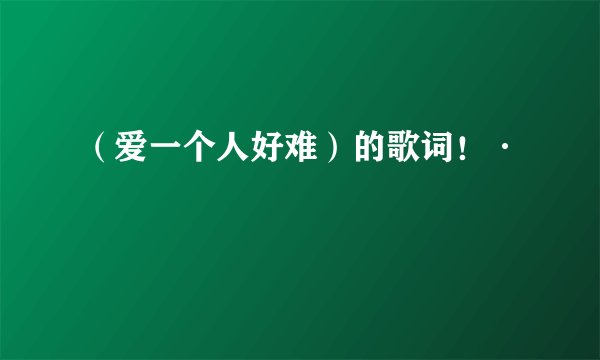 （爱一个人好难）的歌词！·