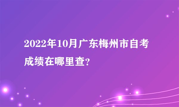 2022年10月广东梅州市自考成绩在哪里查？