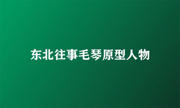 东北往事毛琴原型人物