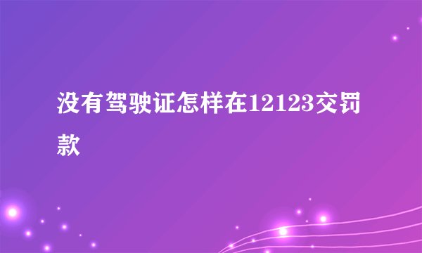 没有驾驶证怎样在12123交罚款