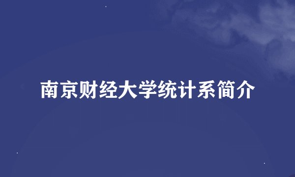 南京财经大学统计系简介