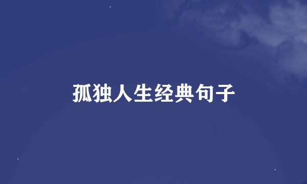 孤独人生经典句子