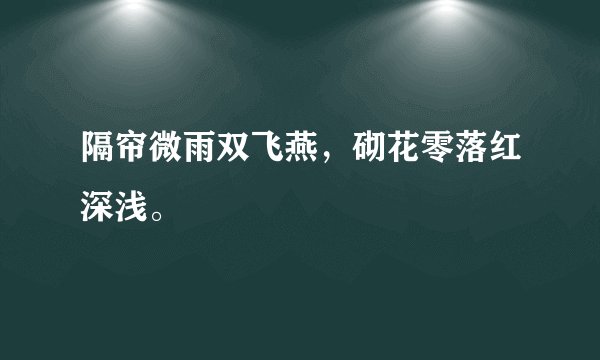 隔帘微雨双飞燕，砌花零落红深浅。