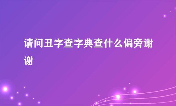 请问丑字查字典查什么偏旁谢谢