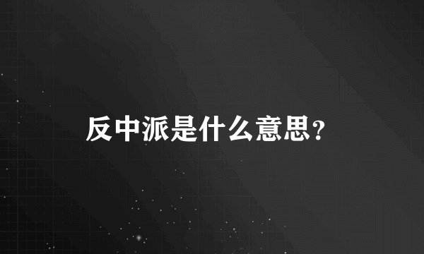 反中派是什么意思？