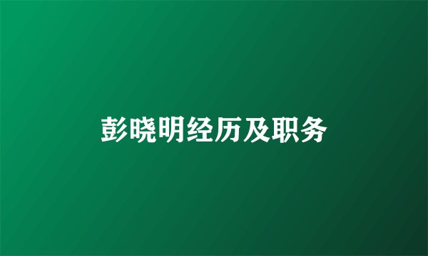 彭晓明经历及职务