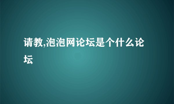 请教,泡泡网论坛是个什么论坛