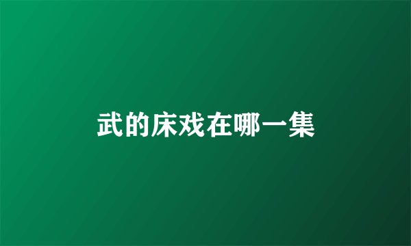 武的床戏在哪一集