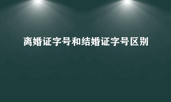 离婚证字号和结婚证字号区别