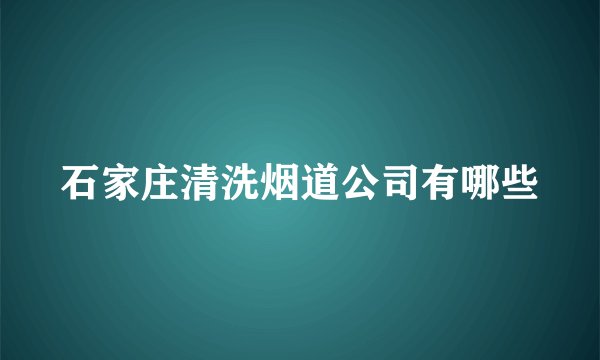 石家庄清洗烟道公司有哪些