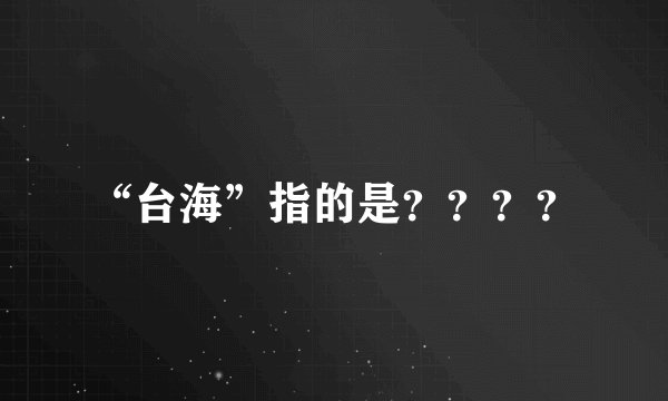 “台海”指的是？？？？
