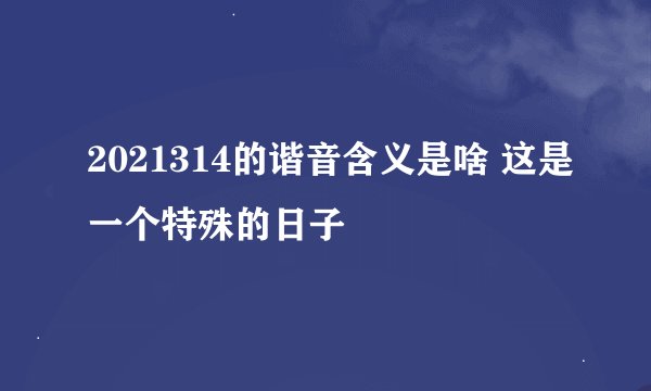 2021314的谐音含义是啥 这是一个特殊的日子