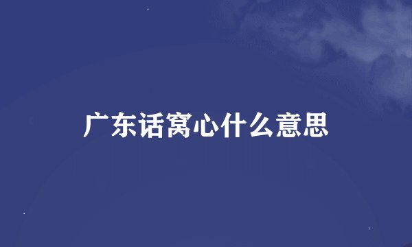 广东话窝心什么意思