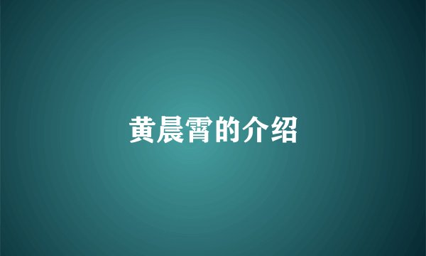 黄晨霄的介绍