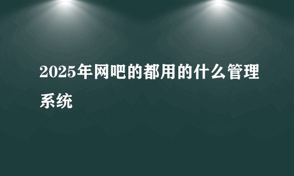 2025年网吧的都用的什么管理系统