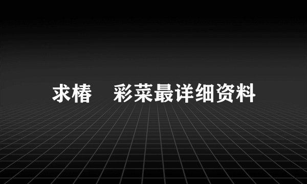 求椿姫彩菜最详细资料